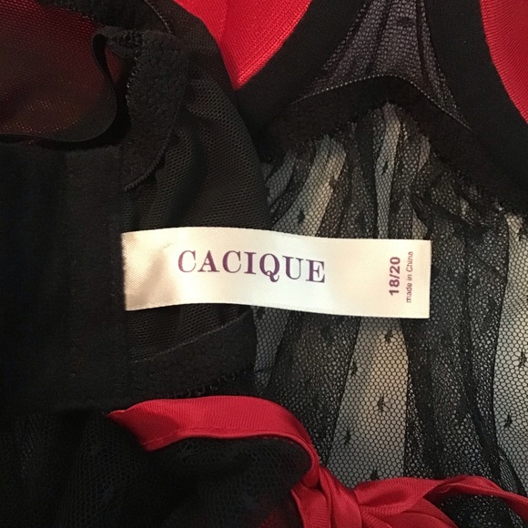 CACIQUE: Black mesh nighty red bra Size 18/20 - Picture 6 of 7